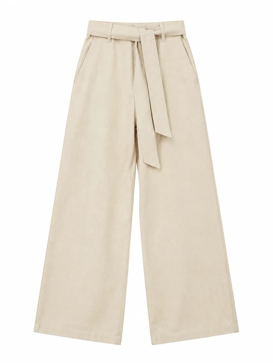 Pantalon Large Toile Sable